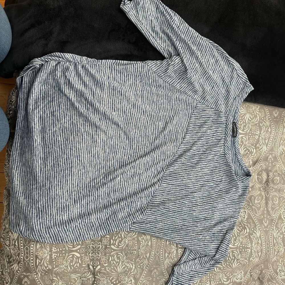 Lane Bryant Gray Ribbed 3/4 Sleeve Blouse